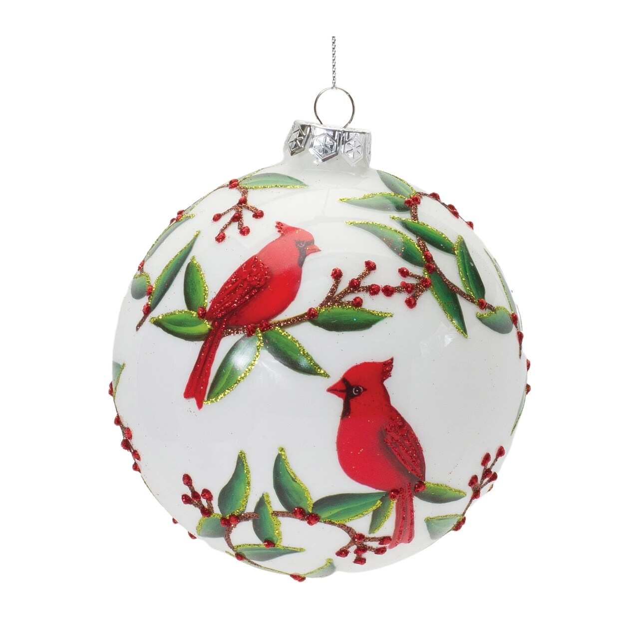 Melrose Glittered Cardinal Glass Christmas Ball Ornaments - 5" (130mm) - Multi-Color - 6ct
